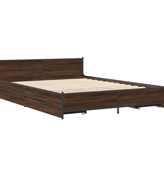 Bettgestell mit Schubladen Braun Eichen-Optik 150x200 cm