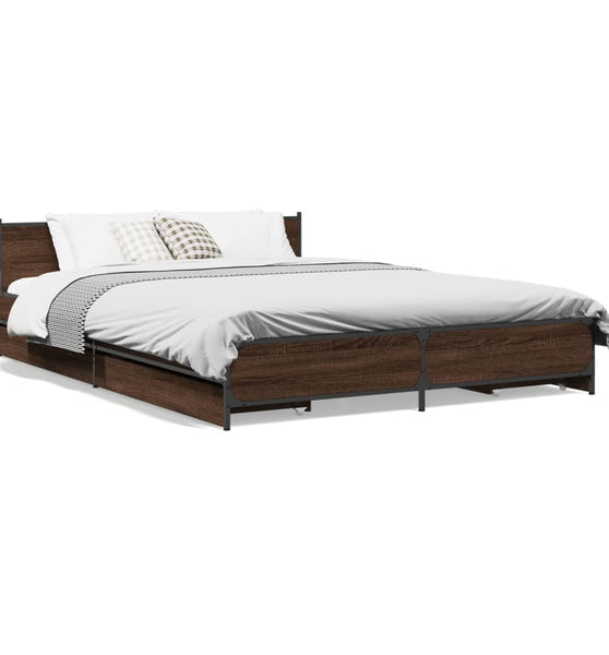 Bettgestell mit Schubladen Braun Eichen-Optik 150x200 cm