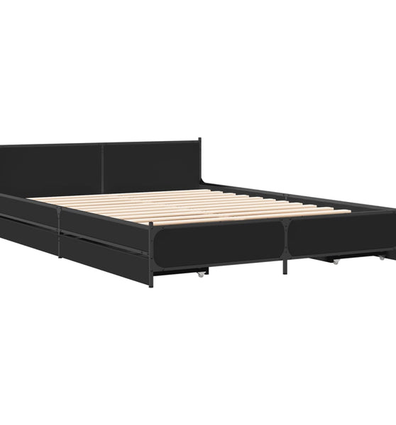 Bettgestell mit Schubladen Schwarz 140x200 cm Holzwerkstoff