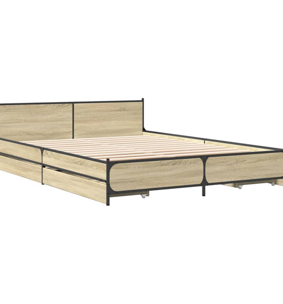 Bettgestell mit Schubladen Sonoma-Eiche 140x200cm Holzwerkstoff