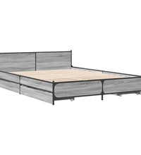 Bettgestell mit Schubladen Grau Sonoma 140x200 cm Holzwerkstoff