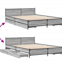 Bettgestell mit Schubladen Grau Sonoma 140x200 cm Holzwerkstoff