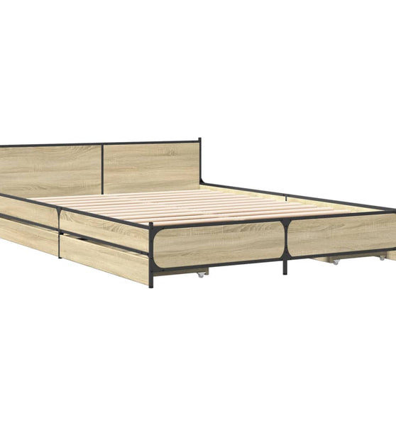 Bettgestell mit Schubladen Sonoma-Eiche 120x200cm Holzwerkstoff