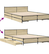 Bettgestell mit Schubladen Sonoma-Eiche 120x200cm Holzwerkstoff