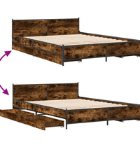 Bettgestell mit Schubladen Räuchereiche 120x200cm Holzwerkstoff