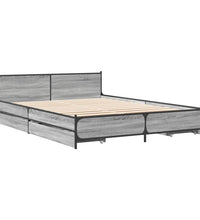 Bettgestell mit Schubladen Grau Sonoma 120x200 cm Holzwerkstoff