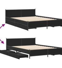 Bettgestell mit Schubladen Schwarz 135x190 cm Holzwerkstoff