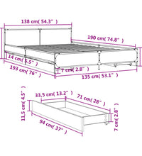 Bettgestell mit Schubladen Schwarz 135x190 cm Holzwerkstoff