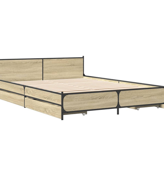 Bettgestell mit Schubladen Sonoma-Eiche 135x190cm Holzwerkstoff