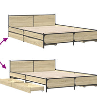 Bettgestell mit Schubladen Sonoma-Eiche 135x190cm Holzwerkstoff