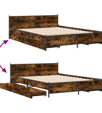 Bettgestell mit Schubladen Räuchereiche 135x190cm Holzwerkstoff
