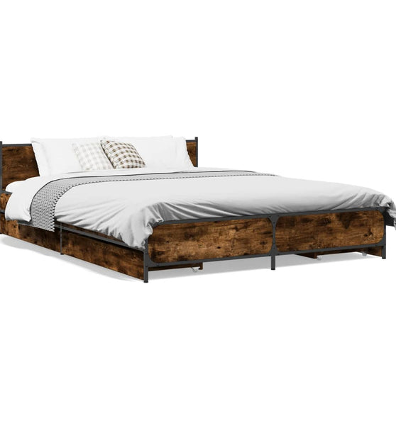 Bettgestell mit Schubladen Räuchereiche 135x190cm Holzwerkstoff