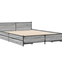 Bettgestell mit Schubladen Grau Sonoma 135x190 cm Holzwerkstoff