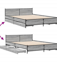Bettgestell mit Schubladen Grau Sonoma 135x190 cm Holzwerkstoff