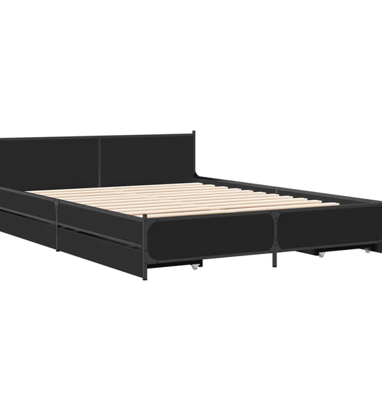 Bettgestell mit Schubladen Schwarz 120x190 cm Holzwerkstoff