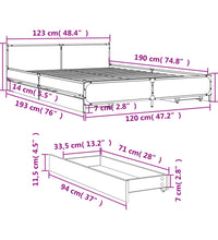 Bettgestell mit Schubladen Schwarz 120x190 cm Holzwerkstoff