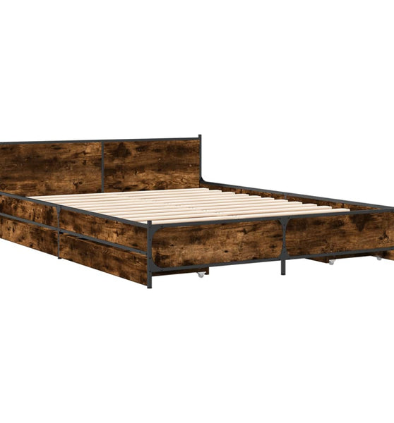Bettgestell mit Schubladen Räuchereiche 120x190cm Holzwerkstoff