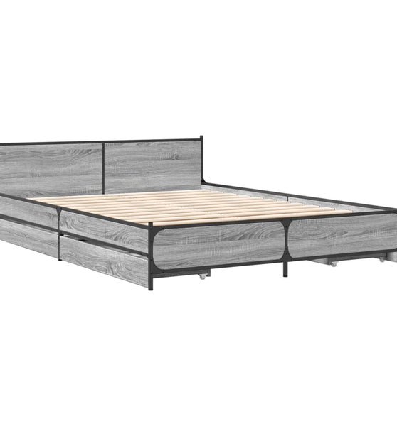 Bettgestell mit Schubladen Grau Sonoma 120x190 cm Holzwerkstoff