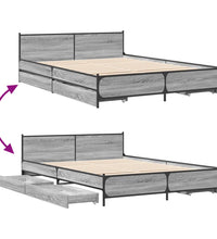Bettgestell mit Schubladen Grau Sonoma 120x190 cm Holzwerkstoff