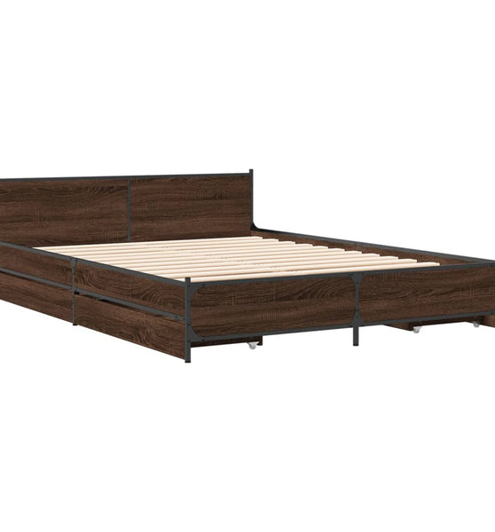 Bettgestell mit Schubladen Braun Eichen-Optik 120x190 cm