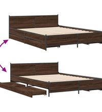 Bettgestell mit Schubladen Braun Eichen-Optik 120x190 cm