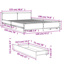 Bettgestell mit Schubladen Braun Eichen-Optik 120x190 cm