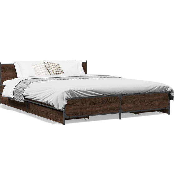 Bettgestell mit Schubladen Braun Eichen-Optik 120x190 cm
