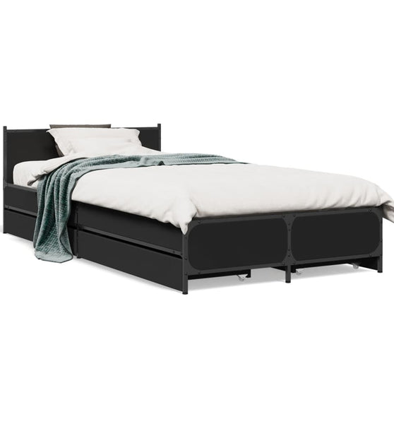 Bettgestell mit Schubladen Schwarz 90x190 cm Holzwerkstoff