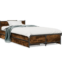 Bettgestell mit Schubladen Räuchereiche 90x190 cm Holzwerkstoff