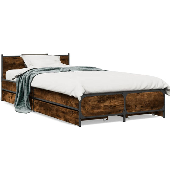 Bettgestell mit Schubladen Räuchereiche 90x190 cm Holzwerkstoff