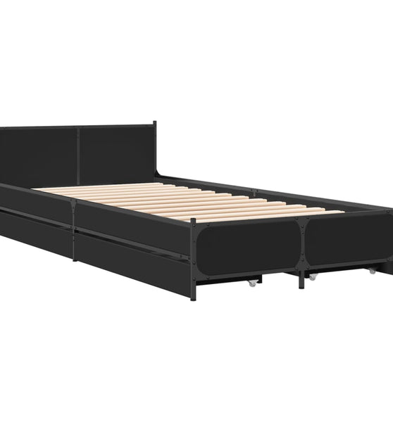 Bettgestell mit Schubladen Schwarz 100x200 cm Holzwerkstoff