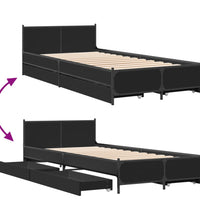 Bettgestell mit Schubladen Schwarz 100x200 cm Holzwerkstoff