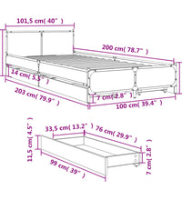 Bettgestell mit Schubladen Schwarz 100x200 cm Holzwerkstoff