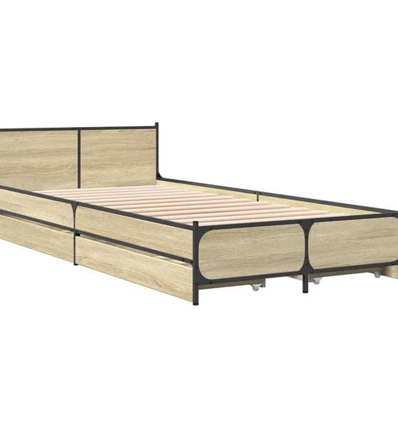 Bettgestell mit Schubladen Sonoma-Eiche 100x200cm Holzwerkstoff