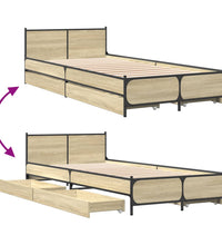 Bettgestell mit Schubladen Sonoma-Eiche 100x200cm Holzwerkstoff