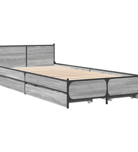 Bettgestell mit Schubladen Grau Sonoma 100x200 cm Holzwerkstoff