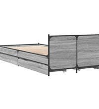 Bettgestell mit Schubladen Grau Sonoma 100x200 cm Holzwerkstoff