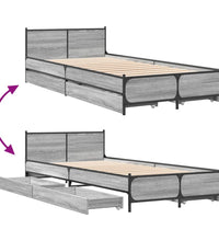 Bettgestell mit Schubladen Grau Sonoma 100x200 cm Holzwerkstoff