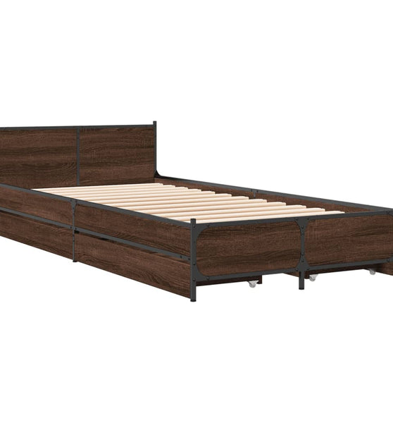Bettgestell mit Schubladen Braun Eichen-Optik 100x200 cm