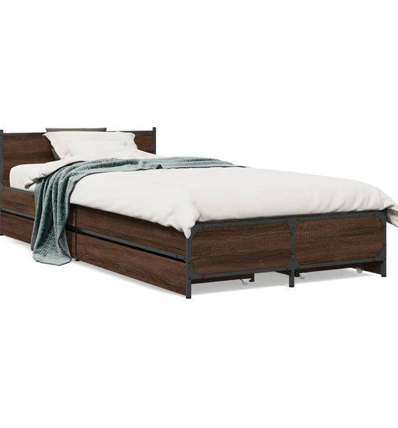 Bettgestell mit Schubladen Braun Eichen-Optik 100x200 cm