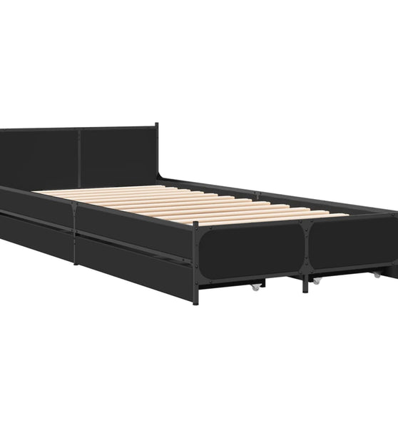 Bettgestell mit Schubladen Schwarz 90x200 cm Holzwerkstoff