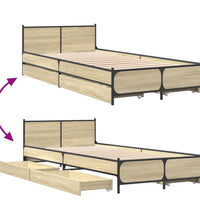 Bettgestell mit Schubladen Sonoma-Eiche 90x200cm Holzwerkstoff