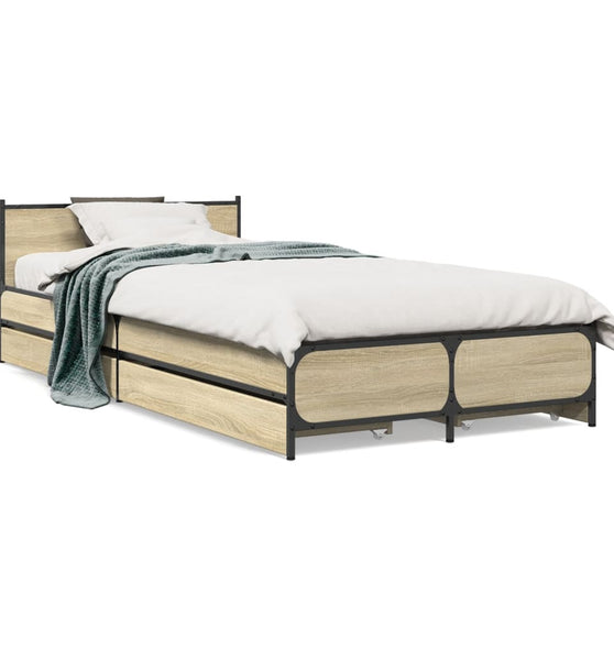 Bettgestell mit Schubladen Sonoma-Eiche 90x200cm Holzwerkstoff