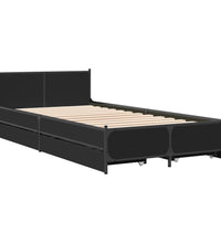 Bettgestell mit Schubladen Schwarz 75x190 cm Holzwerkstoff