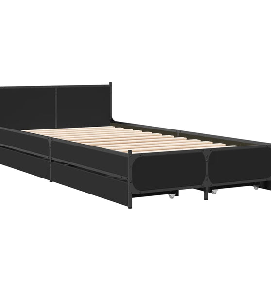 Bettgestell mit Schubladen Schwarz 75x190 cm Holzwerkstoff