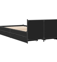 Bettgestell mit Schubladen Schwarz 75x190 cm Holzwerkstoff