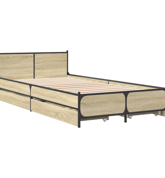 Bettgestell mit Schubladen Sonoma-Eiche 75x190 cm Holzwerkstoff