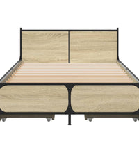 Bettgestell mit Schubladen Sonoma-Eiche 75x190 cm Holzwerkstoff