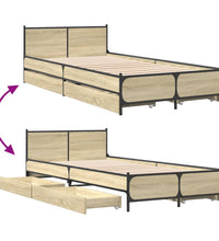 Bettgestell mit Schubladen Sonoma-Eiche 75x190 cm Holzwerkstoff
