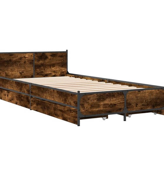 Bettgestell mit Schubladen Räuchereiche 75x190 cm Holzwerkstoff